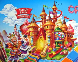 Candy Castle, tujuan akhir permainan Candy Land yang penuh warna.