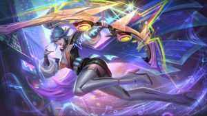 Miya, hero marksman Mobile Legends dengan build tersakit, siap bertarung di Land of Dawn.