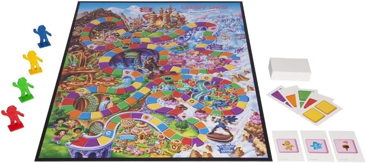 Papan permainan Candy Land dengan tema dunia permen yang ceria