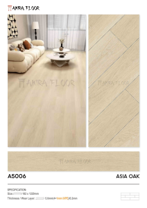 Inspirasi ruang tamu minimalis dengan SPC flooring motif kayu terang yang elegan dan modern